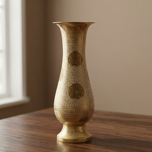 Elegant Handmade Gold Plated Brass Vase Embossed Peacock Design Irregular Shape Wedding Home Decoration Artistic Centerpiece - Product Image 1