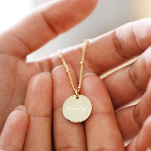 Wholesale Stainless Steel Custom <strong>Name</strong> Coin Disc Pendant Blank Engraved <strong>Monogram</strong> Jewelry Personalized <strong>Necklace</strong> Bead Chain - Product Image 3