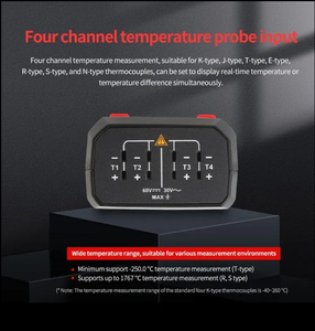 Thermomètre numérique industriel multi-canaux UT325F avec thermocouple de type K et enregistreur de température - Product Image 4