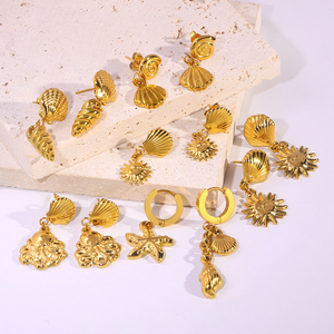 Women Fashion 18k Gold Plated Earrings Stainless Steel <strong>Shell</strong> Turtle Dangle <strong>Drop</strong> Earrings Beach Party Jewelry Accessories Gift - Product Image 6