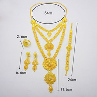 GDJWRI BJ830 Ensemble collier long à 3 couches Bague Bracelet Boucle d'oreille Chaîne plaquée or 18 carats Accessoires pour femmes Bijoux Vente en gros Chine