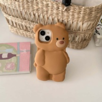 Casing Handphone Silikon Lembut Anti Benturan Motif Beruang Kartun 3D Lucu untuk 13/14/15/16 Pro Max