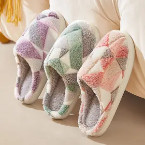 Women's Cotton Slippers Winter Couple's Thick Bottom Warm Fluffy Wool Slippers Men's Postpartum Indoor Household