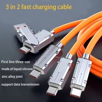 Kabel Data nilon Tipe C dapat diputar, 180 derajat 120W 6A PVC 4 1 USB Tipe C multifungsi kabel sinkronisasi Data pengisian cepat USB mikro