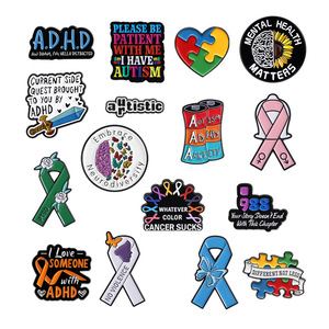 Spilla in metallo smaltato personalizzata, Fabbrica professionale con oltre 20 anni di esperienza, Distintivo personalizzato a forma di nastro per la consapevolezza sul cancro con la scritta "Quanto che tu abbia il cancro, lo odi" - Product Image 2