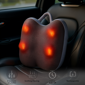 Masseur de dos Shiatsu sans fil, arrêt automatique après 15 minutes, thérapie chauffante pour soulager la taille et le cou, batterie intégrée rechargeable - Product Image 2