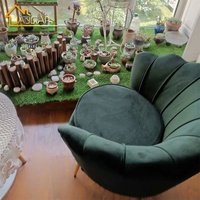 Fauteuils de salon modernes de luxe ronds en velours vert avec pieds dorés de haute qualité – Chaise d'appoint tendance