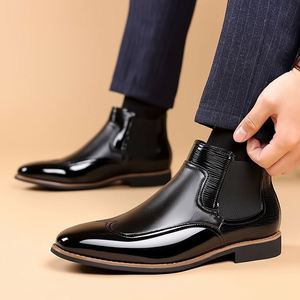 Bottes Chelsea pour hommes, bottes en cuir pour affaires, chaussures décontractées pour hommes, grandes tailles - Product Image 4
