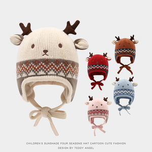 Chapeau en tricot <span class=keywords><strong>de</strong></span> cerf mignon <span class=keywords><strong>pour</strong></span> garçons et filles d'hiver coupe-vent <span class=keywords><strong>pour</strong></span> la protection des oreilles des enfants et des bébés, tissu chaud et confortable - Product Image 2