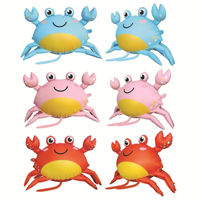 Nouveau Ballon en Mylar 3D en forme de Grand Crabe de Dessin Animé, Ballon en Aluminium en Forme d'Animal Marin, Décoration de Fête d'Anniversaire pour Enfants, Vente en Gros