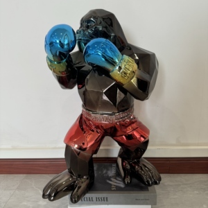 Estatua <span class=keywords><strong>de</strong></span> Gorila <span class=keywords><strong>de</strong></span> Boxeo Lista para Enviar, Decoración para el Hogar, Adornos y Artículos <span class=keywords><strong>de</strong></span> Decoración, Escultura <span class=keywords><strong>de</strong></span> Resina con Efecto Espejo - Product Image 3