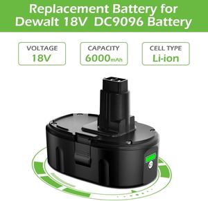 Batería de Repuesto de Iones de Litio de 6.0Ah para <span class=keywords><strong>Dewalt</strong></span> <span class=keywords><strong>18V</strong></span> XRP Ni-Cad Ni-Mh <span class=keywords><strong>DC9096</strong></span> DE9095 DE9096 DW9096 DW9098 Baterías <span class=keywords><strong>18V</strong></span> XRP - Product Image 2