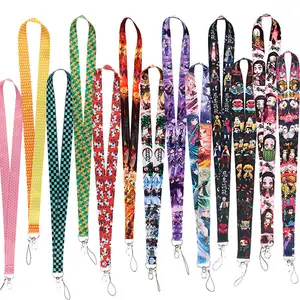 ניילון סאטן קידום מכירות אנימה pvc פוליאסטר lanyards עם לוגו מותאם אישית keychain עם תעודת זהות תג מחזיק טלפון נייד רצועות