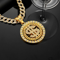 Collier pour homme Hip Hop, nouvelle marque de mode, pendentif rotatif en alliage de zinc style dollar personnalisé