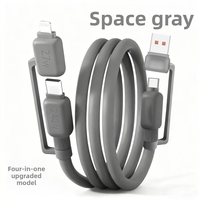 Nuevo Cable Tipo C 2 en 2 de 240 W, Cable USB 4 en 1 para iOS con Transferencia de Datos de 480 Mbps, Cable de Silicona para Teléfono y Tableta con Carga Rápida PD de 1.2 M