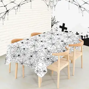 Toalhas de mesa retangulares estampadas ecológicas personalizadas para festas de Halloween, capas de mesa de plástico descartáveis para festas e casamentos KS