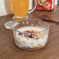 Tasse à café, lait ou eau en verre sodocalcique écologique, aux couleurs éclatantes et aux motifs étoilés, au design attrayant, style dessin animé, pour fille