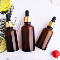 30Ml 10 50 100 Ml Botol Kaca Penetes Serum Kecil Bulat Amber untuk Minyak Tubuh dan Kotak Wadah dengan Pipet
