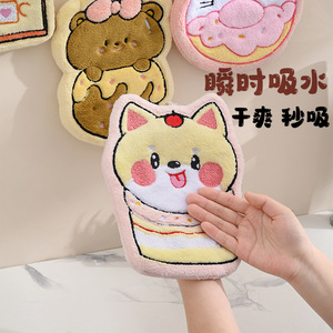 Serviette de cuisine suspendue en polaire corail absorbante Chu Hui Cartoon - Product Image 3