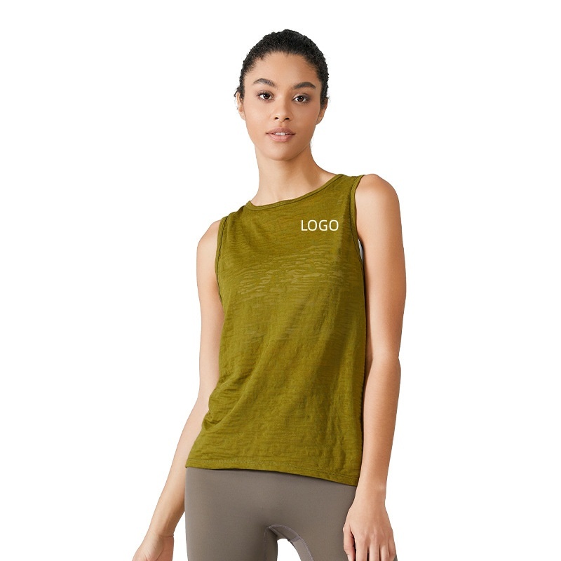High Quality Wholesale Women's Breathable Cross Backless Yoga T-shirt Casual Sleeveless Yoga Top Sports Tank with LOGO