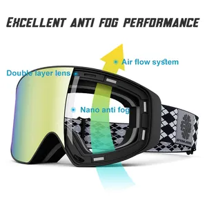 High-End Custom Ski Goggles Set Anti Fog Sneeuw Bril Voor Mannen Vrouwen Volwassen Magnetische Verwisselbare Lens Snowboard Bril