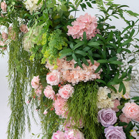 Décoration de mariage aux fleurs sauvages pour la planification d'événements, toile de fond pour salon professionnel en herbe artificielle, arrangements floraux en soie, arches de mariage pour cérémonie