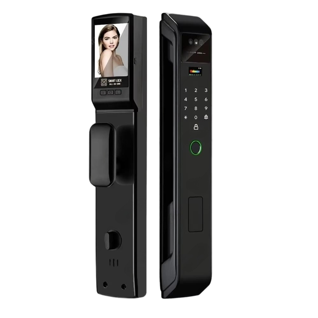 Home Security WiFi App Aluminum Alloy Electronic Lock 3D Face Fingerprint Recognition Temporary Code Key Card Smart Wood Cloud