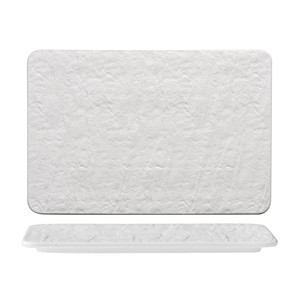 Plateau de service blanc Erosion 30 × 20 cm effet pierre en porcelaine M1934 - Product Image 1