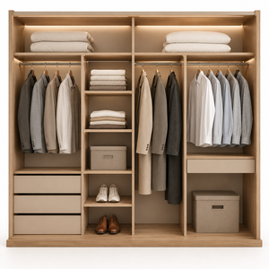 In-line Straight <strong>Open</strong> Bedroom <strong>Wardrobe</strong> with Storage Shelves One-Stop Whole House Customized Closet Organizer - Product Image 1