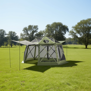 Carpa de camping desplegable de 13 x 13 pies, color verde militar, a prueba de mordeduras, con protección solar, para 10-12 personas, de montaje rápido. - Product Image 2