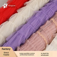 Dentelle en tulle plissée sur mesure en gros, 18 rangs, tissu double couche pour sous-jupe, matière en tulle polyvalente pour mini-jupe tutu