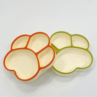 Nouvelle assiette en silicone OEM/ODM avec ventouse intégrée en forme de patte de chat, assiette à repas pour bébé avec compartiments