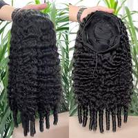 Meilleure Vente Perruque Mi-Cheveux Naturels Indiens Mi-Birmans Bouclés, Perruque Mi-Cheveux Humains Bouclés Sans Colle avec Cordon de Serrage