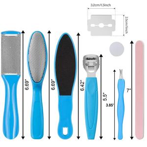 Juego de pedicura 8 en 1: lima de acero inoxidable de doble cara con cepillo de papel de lija, raspador de piel muerta, tenaz para piel muerta y removedor de cutículas. - Product Image 2