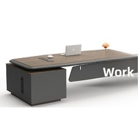 Ensemble de bureau exécutif en forme de L, minimaliste et moderne, avec finition en bois de qualité supérieure, design de luxe léger pour le bureau du patron/du directeur