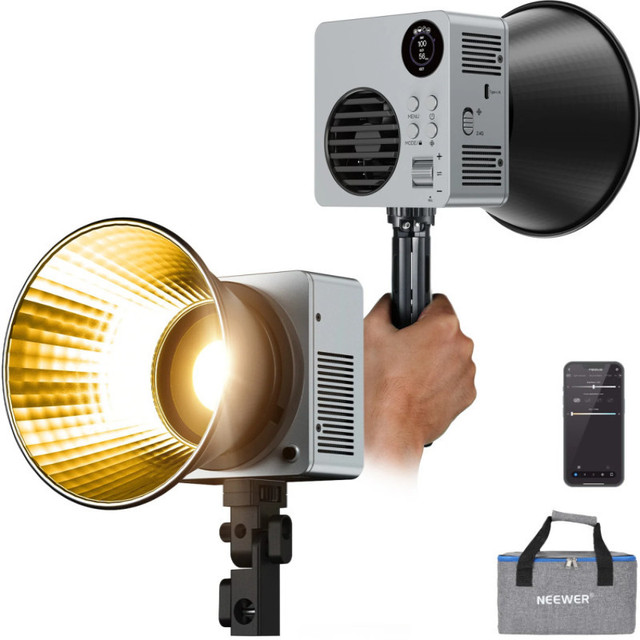 For HB80B 80W Bi-Color COB LED 26500Lux 2700K-6500K CRI95+ APP/2.4G Control 14.8V Bowens Mount Photographic Video Light