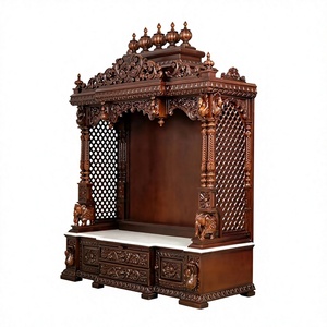 Designer Handmade Solid Wood Pooja <b>Mandir</b> Luxury Hand-Carved Wooden Temple for Home Wholesale Manufacturer For Australian Homes - Product Image 5