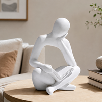 Statuette de Penseur Abstrait en Résine Personnalisée de Qualité Supérieure, Peinte à la Main, Écologique, Décoration Moderne pour la Maison et le Bureau