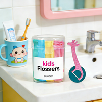 Bâtonnets de soie dentaire pour enfants en forme d'animaux mignons (4 couleurs) – Bâtonnets de soie dentaire amusants et faciles pour enfants – Soie dentaire au charbon de bois – Brossettes dentaires