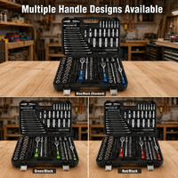 Ensemble d'outils de réparation automobile professionnels OEM de 216 pièces, clés à cliquet en acier au chrome-vanadium durable, douilles, mallette rigide