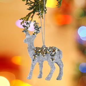 Albero di natale ornamenti di cervo inverno plastica Glitter renna appeso figurina ornamento per la casa simpatici regali di cervo di natale - Product Image 4