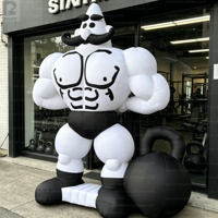 Homme musclé gonflable géant, figurine de bodybuilder gonflable avec lumières LED, logo personnalisé, modèle de homme fort pour la publicité en salle de sport/les fêtes