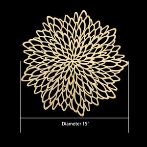 Tabletex Gold Metallic Round Placemats Bulk Round Pressed Vinyl Leaf <strong>Dinning</strong> Kitchen <strong>Table</strong> Mats <strong>Decoration</strong> for Christmas - Product Image 5