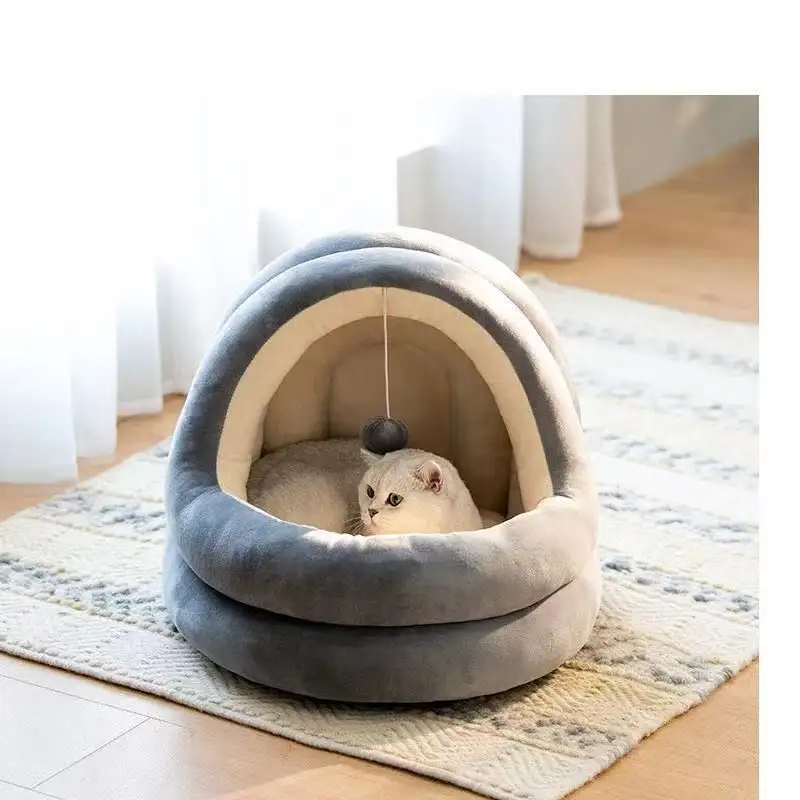 China great quality Indoor Soft Multi-colors Portable Removable Round Pet Cat Luxury Dog Cave Sleeping Beds