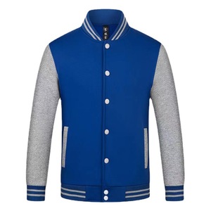Giacca da baseball in cotone 100% felpa personalizzata a maniche lunghe con abiti da lavoro in velluto con logo stampato - Product Image 5