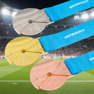 Medaglia Sportiva Personalizzata di Alta Qualità in Metallo Oro, Argento e Rame con Nastro, Design su Misura - Product Image 3