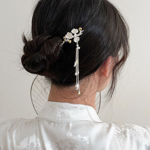 Yinruitai S925 Sterling <b>Silver</b> Plum Blossom Tassel Hairpin White <b>Bead</b> Embellishment For Hanfu Wedding Headdress - Product Image 1