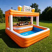Bar de piscine gonflable commercial exceptionnel, pub gonflable aquatique pour adultes et enfants, idéal pour fêtes, événements et jardins 4,5m x 4,5m