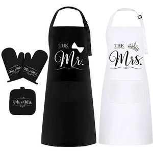 Juego de Delantales de Cocina para Él y Ella, con Guantes Resistentes al Calor, Regalo de Aniversario de Bodas para Parejas - Product Image 5