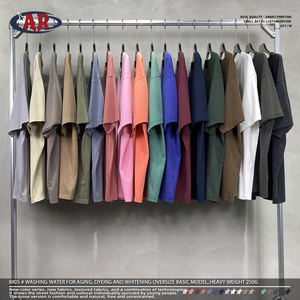 ODM/OEM 100% coton pur, lavé, teint et blanchi, style basique avec 18 couleurs populaires. T-shirt à manches courtes de poids <span class=keywords><strong>lourd</strong></span> 250g - Product Image 4